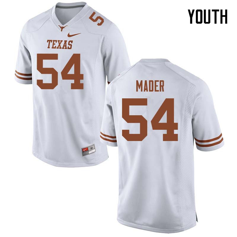 Youth #54 Justin Mader Texas Longhorns College Football Jerseys Sale-White